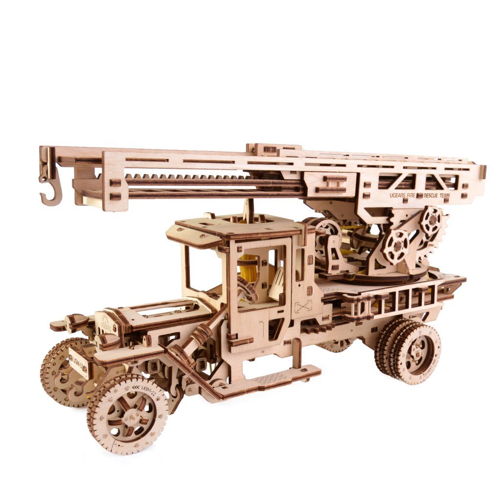UGEARS Fire Ladder Truck Wooden 3d Puzzle Mechanical Model Kit 0310 for sale online 