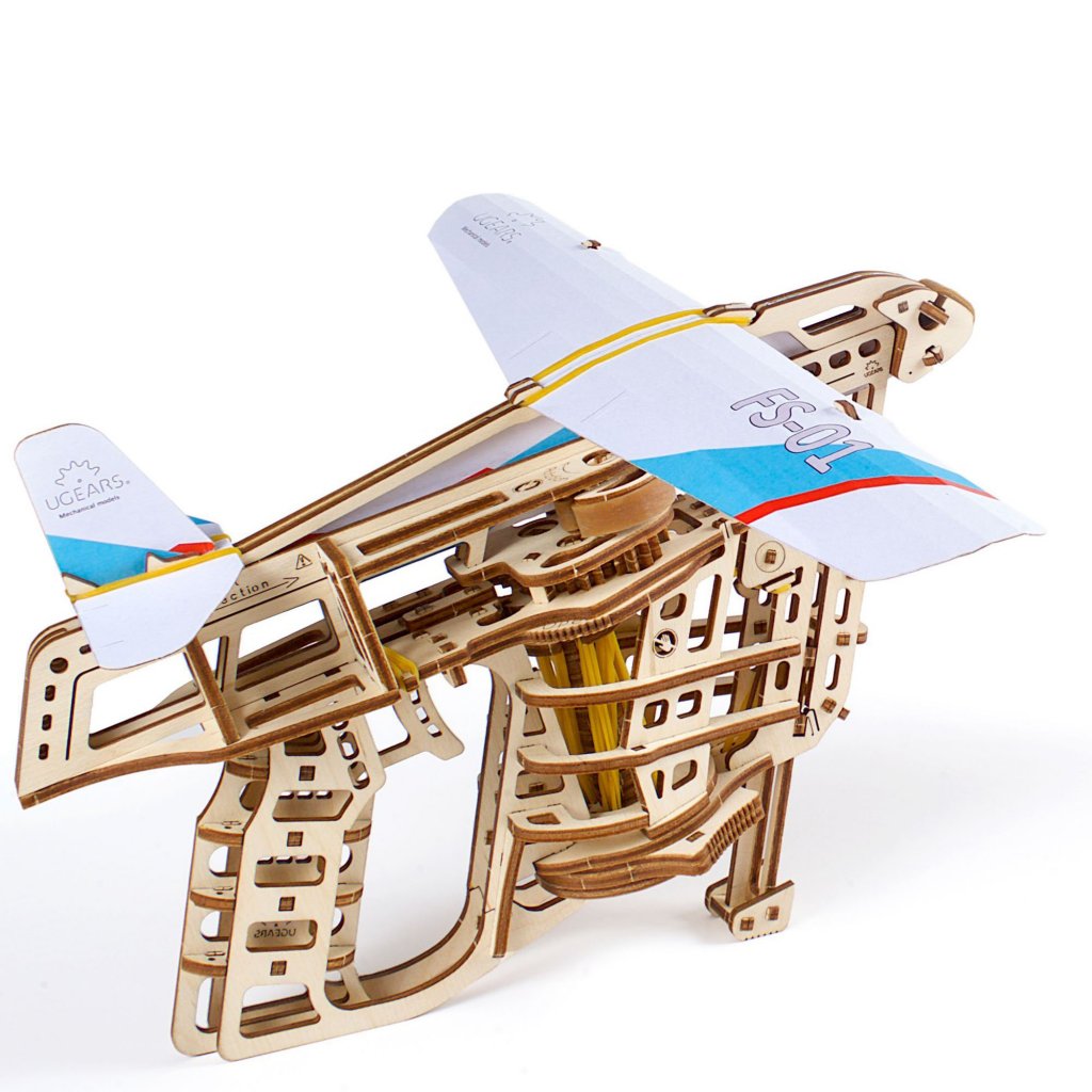 Ugears Flight Starter Paper Airplane Mechanical Wooden 3D Model 