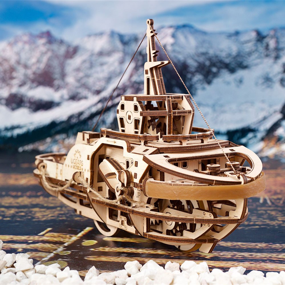 Ugears TUGBOAT 3D puzzle Mechanical Wooden Model KIT 
