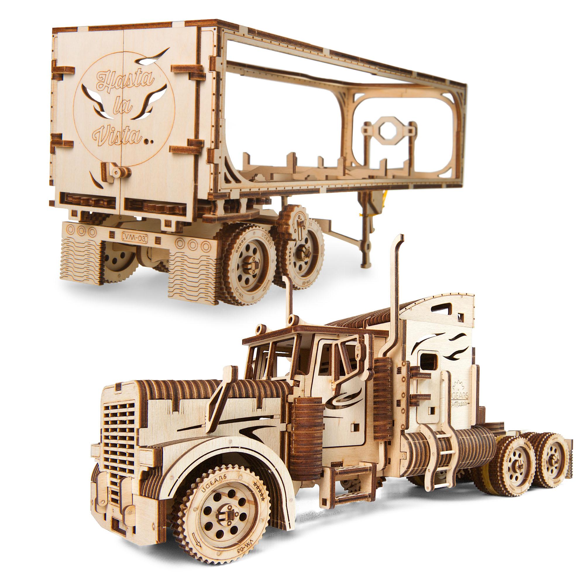 Puzzle Kit Mechanical Heavy Boy Truck VM-03 Trailer UGears Mechanical Models 